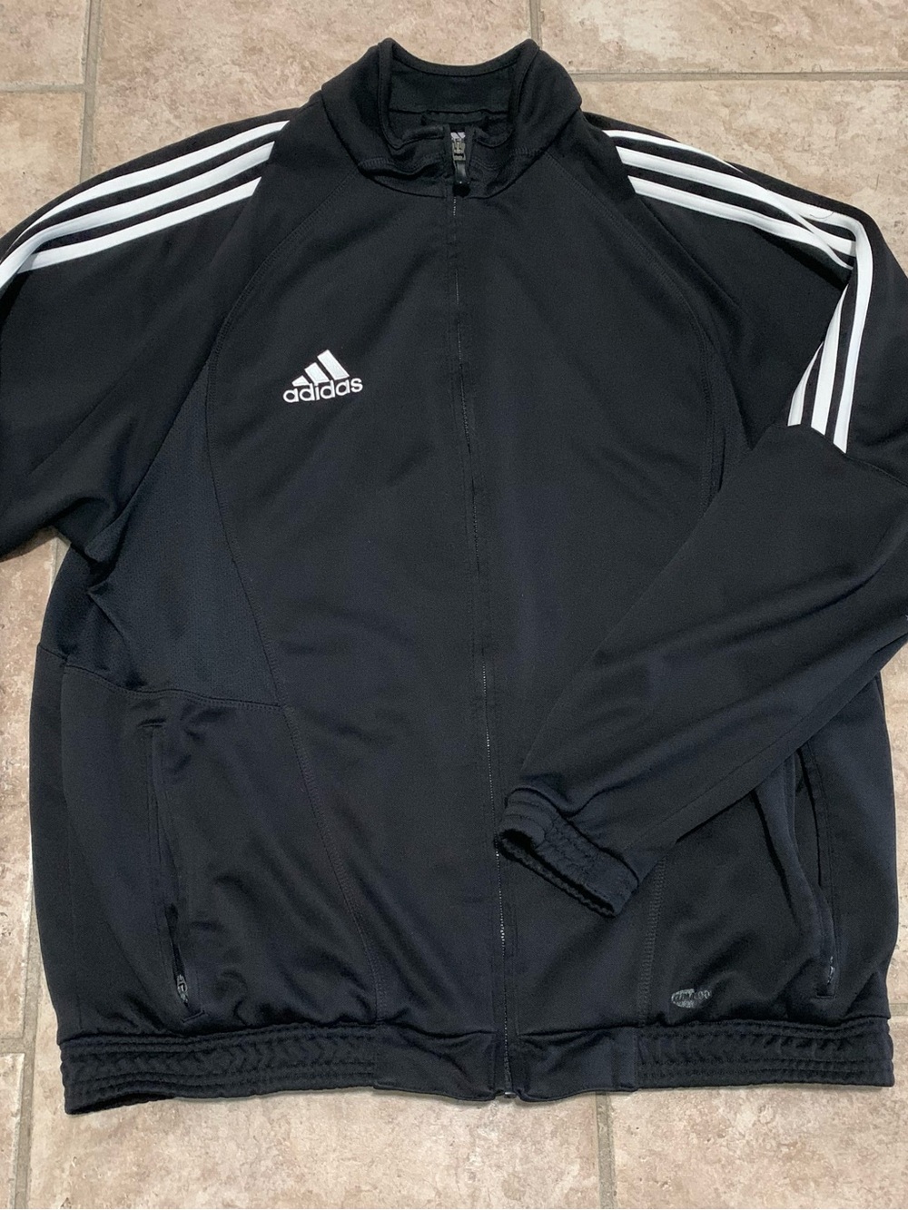 adidas Black Track Jacket with White Three-Stripes